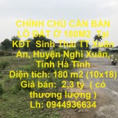 CHÍNH CHỦ CẦN BÁN LÔ ĐẤT Ở 180M2  Tại KĐT  Sinh Thái TT Xuân An, Huyện Nghi Xuân, Tỉnh Hà Tĩnh